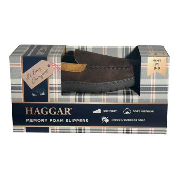 Haggar Microsuede Venetian Memory Foam Men's Slippers Brown size M 8-9 - Picture 3 of 7
